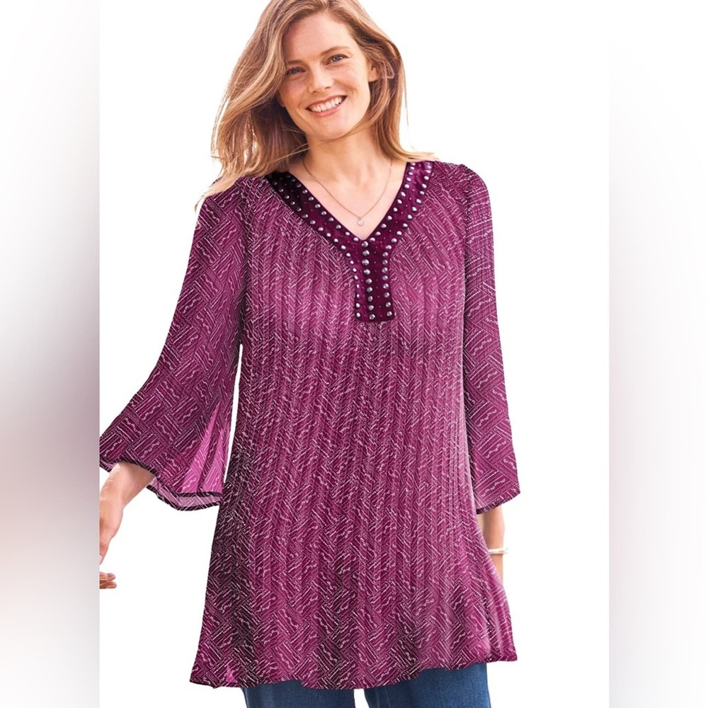 Woman Within 3/4 Sleeve Floral Tunic | Size 34/36 4X - Picture 2 of 6
